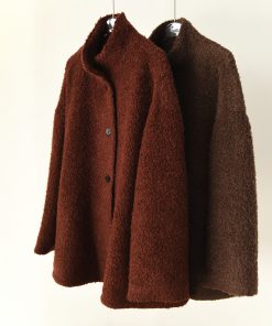 Textured Circle Collar Single-Breasted Coat - French Lazy Style Loose Silhouette Slimming Mid-Length Outerwear