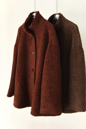 Textured Circle Collar Single-Breasted Coat - French Lazy Style Loose Silhouette Slimming Mid-Length Outerwear