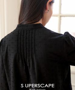 Textured French Style Short Shirt with Small Stand Collar and Fitted Waist - Chic Casual Top for Effortless Elegance