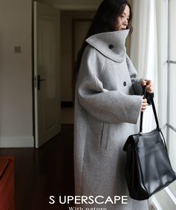 Textured Gray Velvet Lapel Color-Blocked Coat with Herringbone Design - Stylish Windbreaker for 90s and Y2K Fashion Enthusiasts