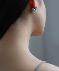 Textured Retro Round Ball-Shaped Cross Back Buckle Gold-Plated Small Earrings for European and American Style