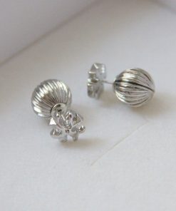 Textured Retro Round Ball-Shaped Cross Back Buckle Gold-Plated Small Earrings for European and American Style