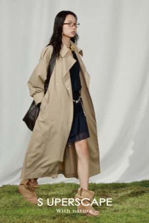 Textured Silk and Linen High-Collar Tie Waist Ruffled Hem Pleated Long-Sleeve Dress - Elegant Fashion for 90s and Y2K Styles