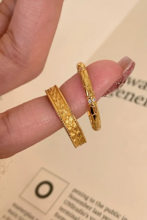 Textured Wheat Spike Design Ring for Women - Trendy 2025 Fashion Statement Finger Ring, Versatile and Stylish Accessory