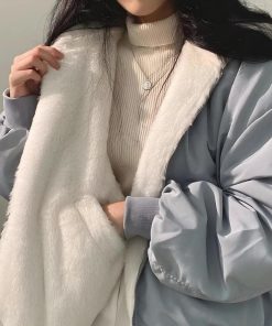 That Girl Outfits School, Long Maxi Skirts Outfit - Teddy Reversible Hooded Jacket