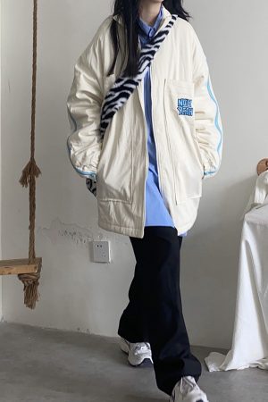 Thick Cotton High Neck Jacket for Winter, Warm Loose Fit, Detachable Zipper, Trendy Japanese and Korean Style, Versatile Outerwear