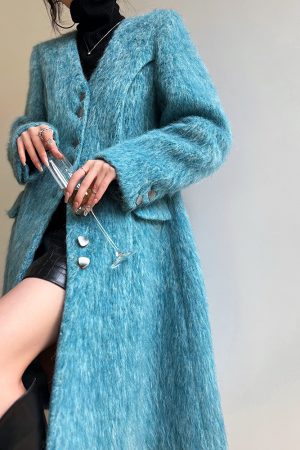 Thick Long Hair Wool Coat for Women | High-Quality Temperament Outerwear | Mahai Style | Cozy Winter Fashion