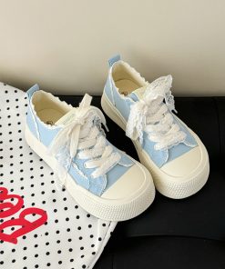 Thick-Soled Canvas Sneakers for Women - Casual White Summer Shoes, Versatile Student Design, 2025 Trendy Footwear