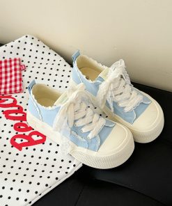 Thick-Soled Canvas Sneakers for Women - Casual White Summer Shoes, Versatile Student Design, 2025 Trendy Footwear