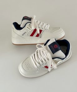 Thick-Soled Casual Bread Sneakers for Women - Trendy White Spring 2025 Footwear - Versatile Y2K Style