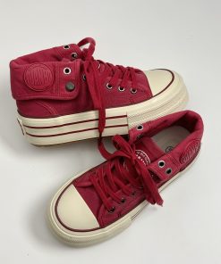 Thick-Soled High-Top Canvas Shoes for Women - 2025 Autumn Casual Sneakers, White Height-Increasing Niche Design