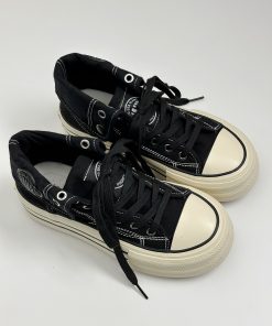 Thick-Soled High-Top Canvas Shoes for Women - 2025 Autumn Casual Sneakers, White Height-Increasing Niche Design