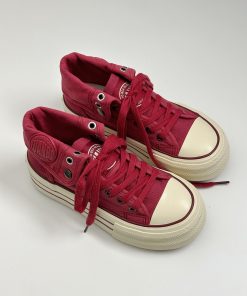 Thick-Soled High-Top Canvas Shoes for Women - 2025 Autumn Casual Sneakers, White Height-Increasing Niche Design