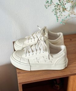 Thick-Soled Little White Sneakers for Women - Starry Casual Sports Shoes - Versatile Spring 2025 Style