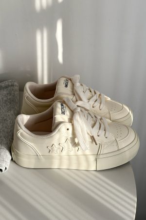 Thick-Soled Little White Sneakers for Women - Starry Casual Sports Shoes - Versatile Spring 2025 Style
