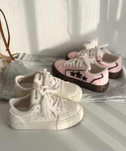 Thick-Soled Little White Sneakers for Women - Starry Casual Sports Shoes - Versatile Spring 2025 Style