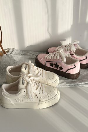 Thick-Soled Little White Sneakers for Women - Starry Casual Sports Shoes - Versatile Spring 2025 Style