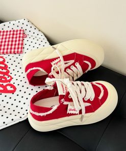 Thick-Soled Round-Toe Canvas Loafers for Summer 2025 - Breathable White Slippers for Stylish Comfort