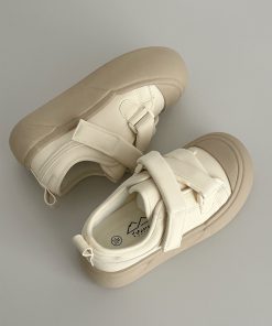 Thick-Soled Velcro White Sneakers for Women - Cute Chunky Sports Shoes for Spring and Autumn, Versatile Y2K Style