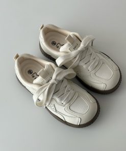 Thick-Soled White Casual Sneakers for Spring 2025 - Versatile Sports Shoes with Trendy 90s Style