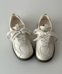 Thick-Soled White Casual Sneakers for Spring 2025 - Versatile Sports Shoes with Trendy 90s Style