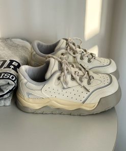 Thick-Soled White Sneakers for Women, 2025 Spring Niche Casual Skate Shoes, Versatile Sports Footwear