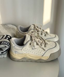 Thick-Soled White Sneakers for Women, 2025 Spring Niche Casual Skate Shoes, Versatile Sports Footwear