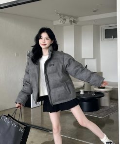Thick Suede Fleece Cotton Puffer Jacket for Winter â€“ Casual Trendy Couple Coat