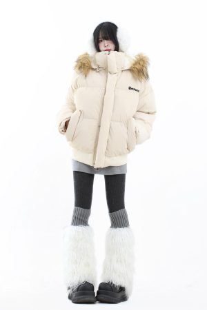 Thick Warm Removable Fur Collar Cotton Jacket for Men and Women - Winter Short Leather Parka Outerwear with Mountain Carving Design