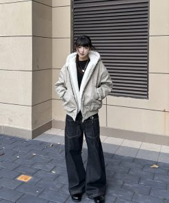 Thick Waterproof Cotton Jacket with Mink Fur Collar, Hooded Winter Coat for Women, Marble Mountain Carving Design