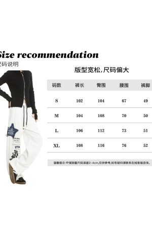 Thickened Hip-Hop Street Dance Sweatpants for Women - Versatile American Denim Patch Embroidered Casual Straight-Leg Sports Pants