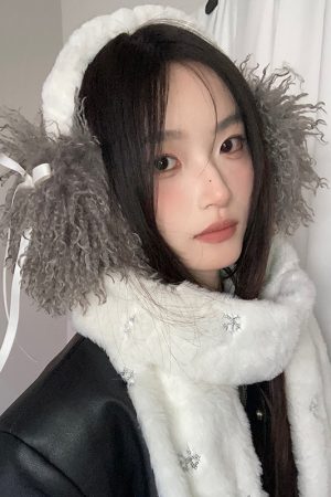 Thickened Plush Bow Scarf for Women - Korean Style Warm Neck Protection for Autumn & Winter, Cold-Resistant and Trendy