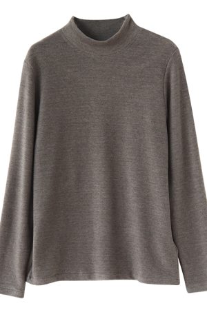 Thickened Plush Half-High Collar Warm Base Layer T-Shirt for Plus Size Women, Cozy Winter Essential, Fashionable and Comfortable