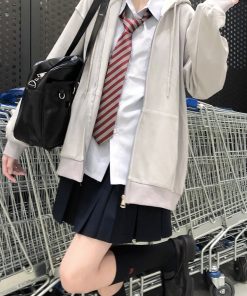 Thickened Solid Color JK Hoodie Jacket - Loose Fit Pudding Bear Inspired Cardigan for Autumn 2025 Fashion