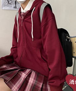 Thickened Solid Color JK Hoodie Jacket - Loose Fit Pudding Bear Inspired Cardigan for Autumn 2025 Fashion