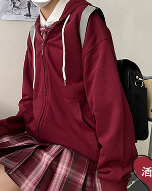 Thickened Solid Color JK Hoodie Jacket - Loose Fit Pudding Bear Inspired Cardigan for Autumn 2025 Fashion