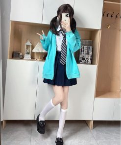 Thickened Solid Color JK Hoodie Jacket - Loose Fit Pudding Bear Inspired Cardigan for Autumn 2025 Fashion