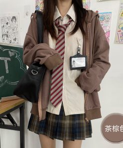 Thickened Solid Color JK Hoodie Jacket - Loose Fit Pudding Bear Inspired Cardigan for Autumn 2025 Fashion