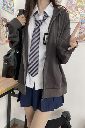 Thickened Solid Color JK Hoodie Jacket - Loose Fit Pudding Bear Inspired Cardigan for Autumn 2025 Fashion