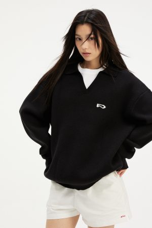 Thickened V-Neck Knitted Sweater for Women, Stylish Spring Autumn Outerwear, Trendy Casual Layering Top