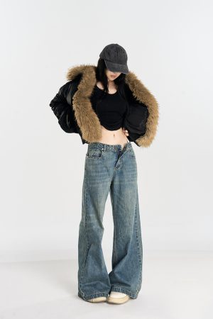 Thickened Warm Drawstring Cotton Jacket with Removable Fur Collar, Loose Fit Versatile Winter Coat for Cozy Layering