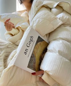 Thickened White Duck Down Long Puff Jacket for Women - Advanced Design Warm Cherry Color Winter Coat