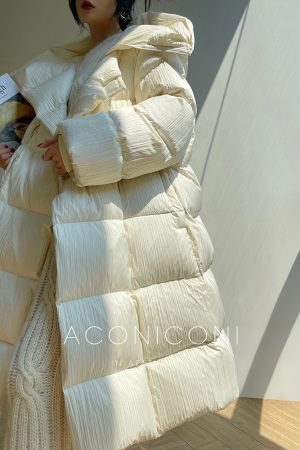 Thickened White Duck Down Long Puff Jacket for Women - Advanced Design Warm Cherry Color Winter Coat