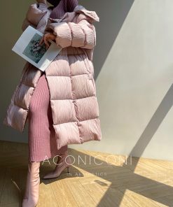 Thickened White Duck Down Long Puff Jacket for Women - Advanced Design Warm Cherry Color Winter Coat