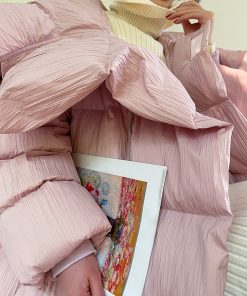 Thickened White Duck Down Long Puff Jacket for Women - Advanced Design Warm Cherry Color Winter Coat