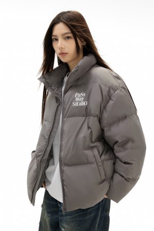 Thickened Winter Down Jacket with Embroidered Logo, Trendy Bread Style, 2025 Upgrade, Cozy & Stylish Outerwear for Cold Weather