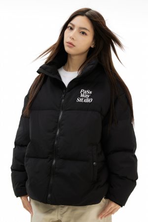 Thickened Winter Down Jacket with Embroidered Logo, Trendy Bread Style, 2025 Upgrade, Cozy & Stylish Outerwear for Cold Weather