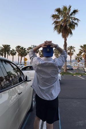 Thin Striped Embroidered Sun Protection Shirt Jacket for Men - Summer Korean Style Casual Fashion
