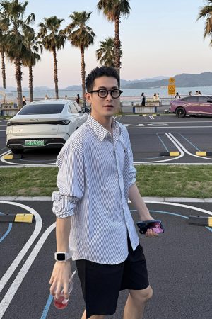 Thin Striped Embroidered Sun Protection Shirt Jacket for Men - Summer Korean Style Casual Fashion