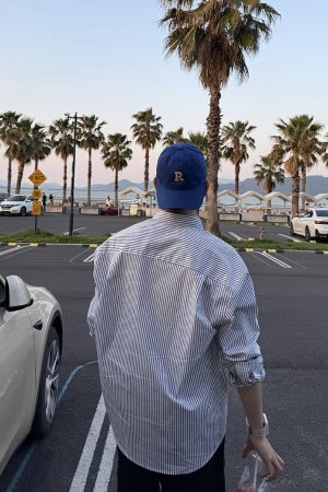 Thin Striped Embroidered Sun Protection Shirt Jacket for Men - Summer Korean Style Casual Fashion